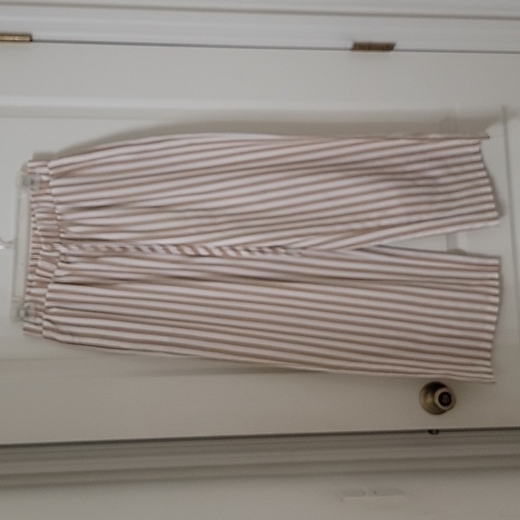 Cupshe Size M Tan & White Stripe Front Tie Wide Leg Pant, NEW with Tag - Picture 1 of 16